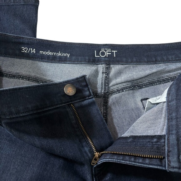 Loft Modern Skinny Dark Blue Jeans Women's Size 32/14 - Picture 9 of 15